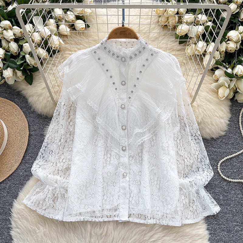 Vintage Beaded & Rhinestone Long Sleeve Shirt