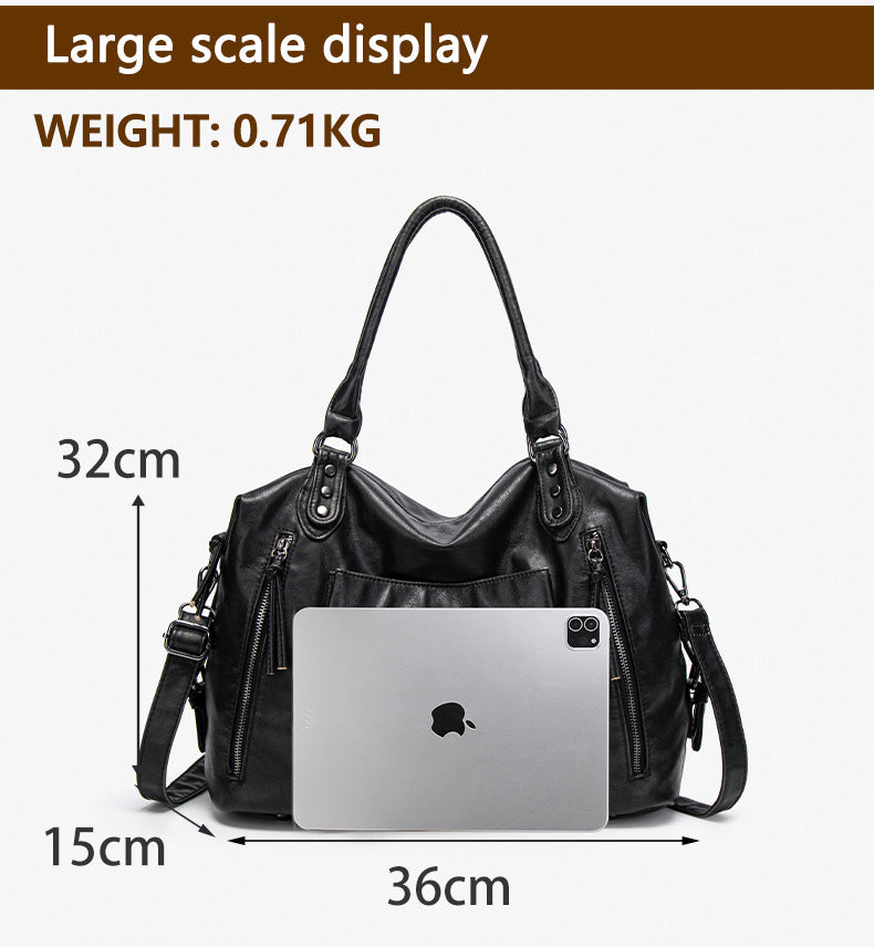 Retro PU Leather Tote Bag