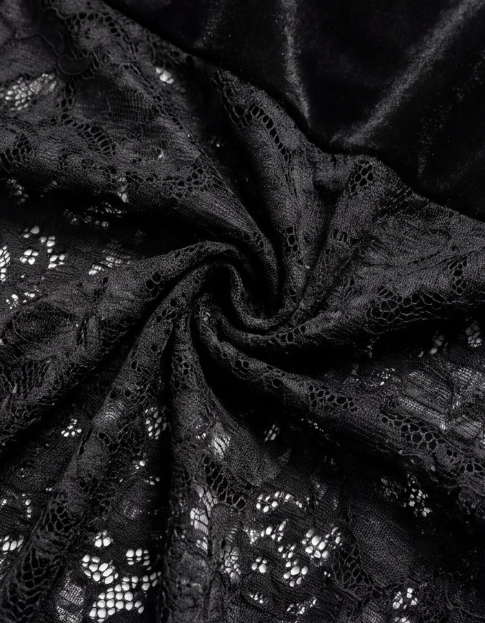 Dark Elegance Lace Velvet Dress