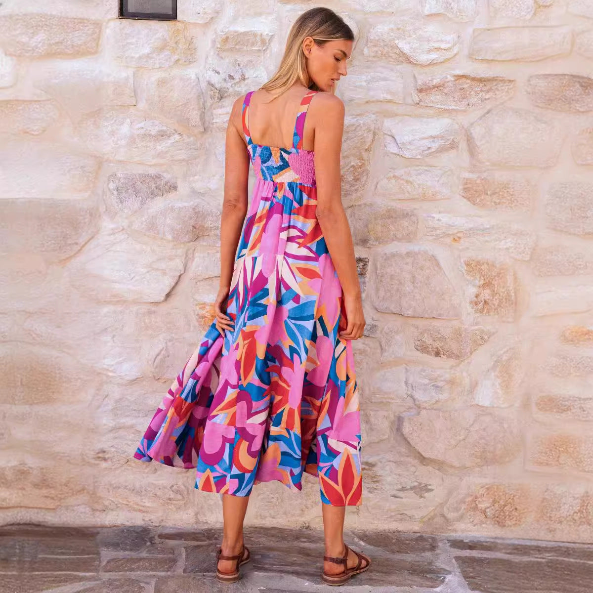 Casual Summer Floral Print Long Maxi Dresses