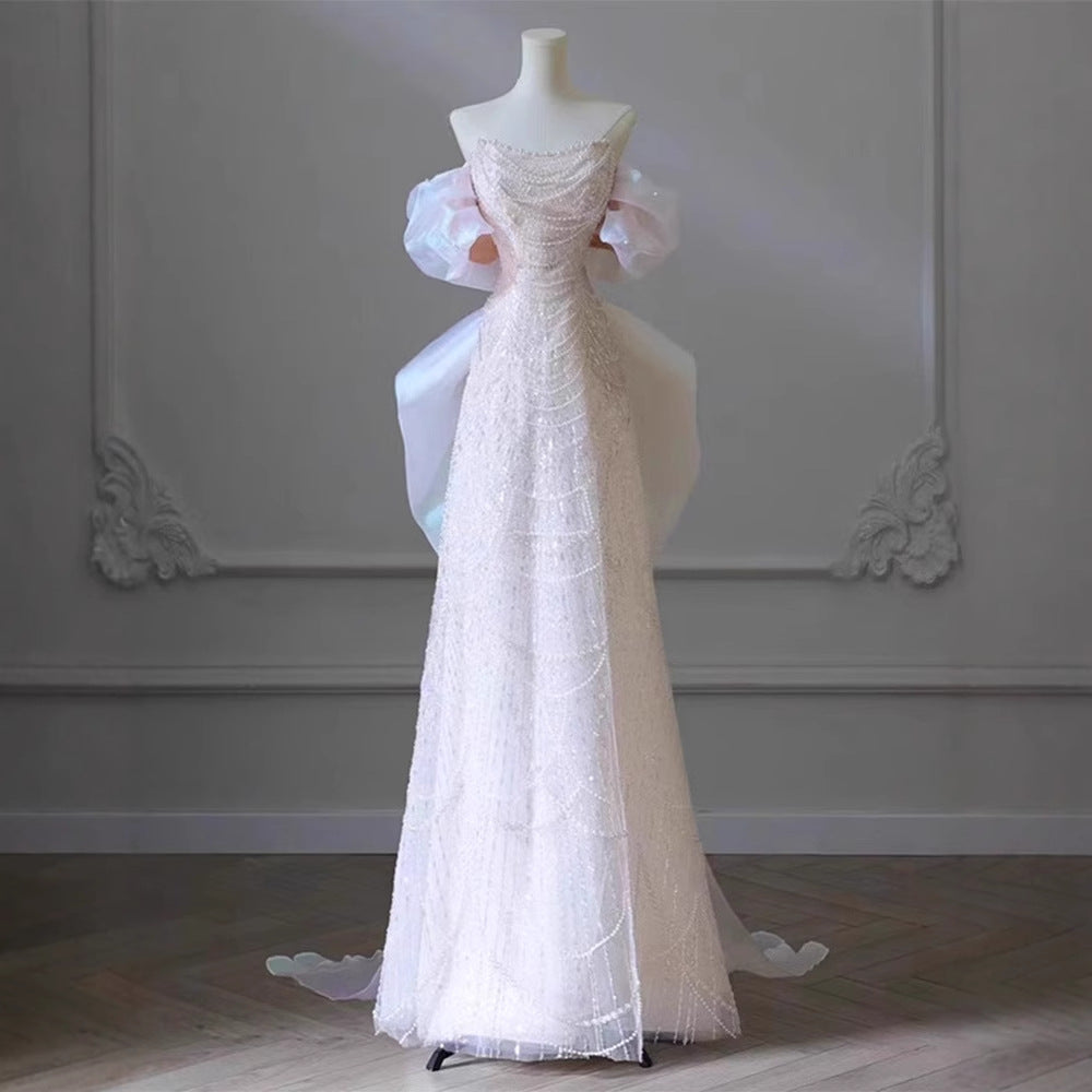 One-Shoulder Light Wedding Dress