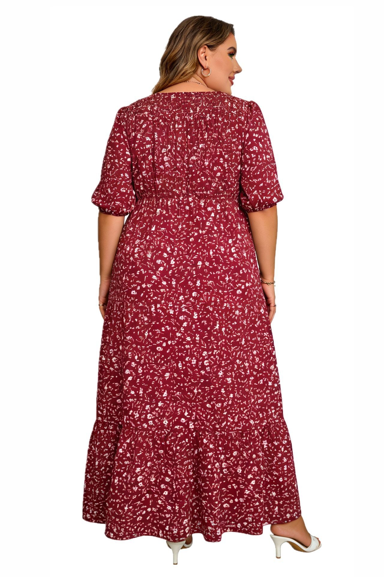 Plus Size Summer Boho Print Flowy Maxi Dress
