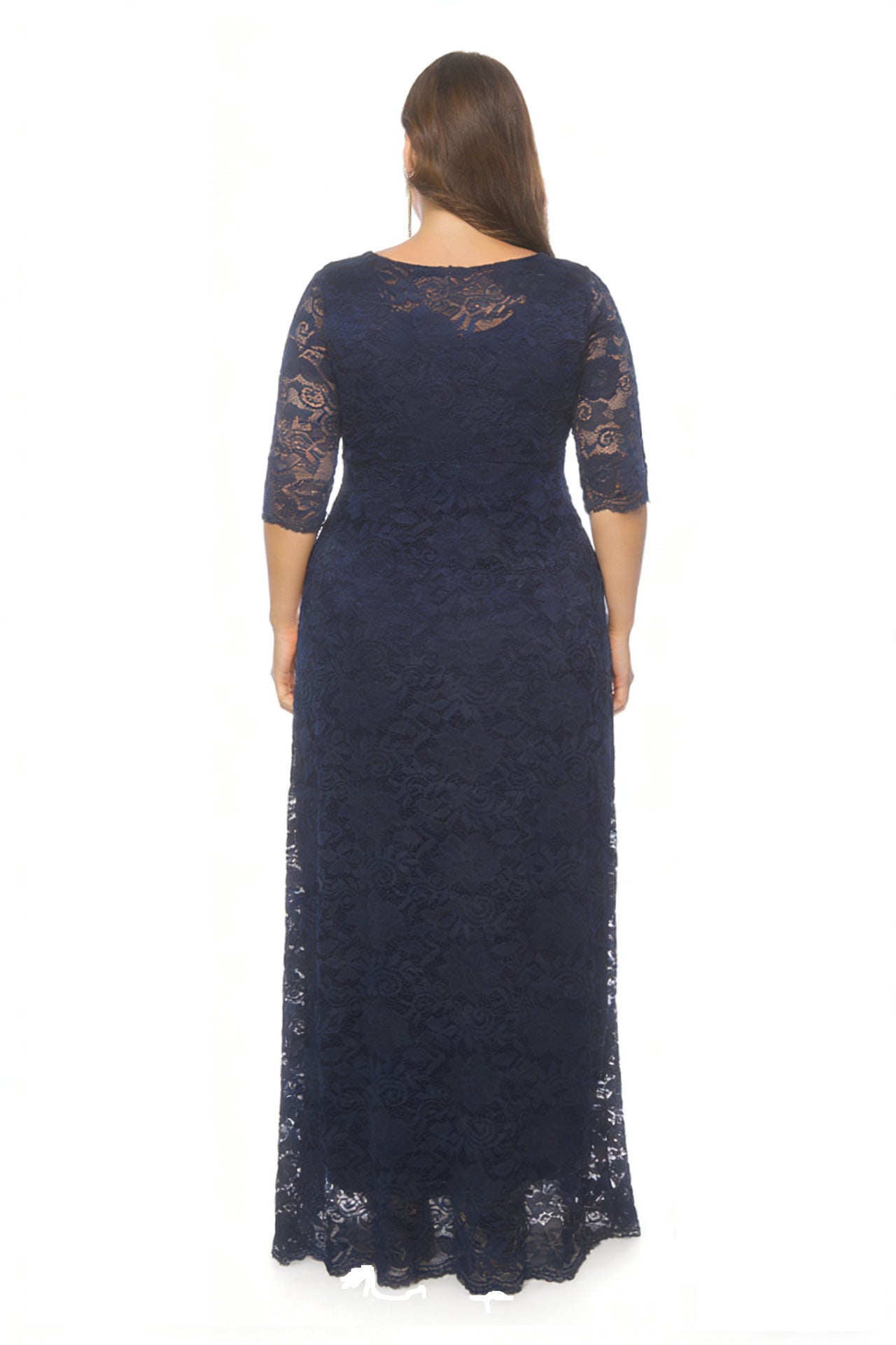 Plus Size Lace Evening Gown with Pockets