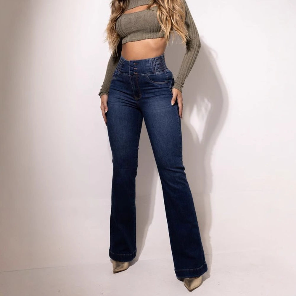 High Waist Stretch Wide Leg Jeans for Women