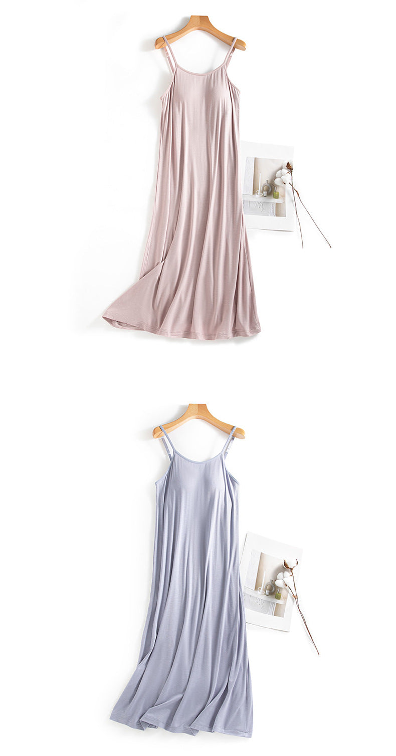 Casual Summer Built in Bra Tank Top Sleep Dresses