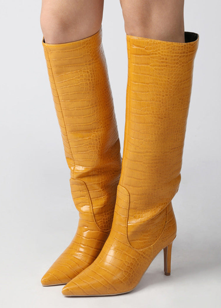 Fashion Peep Toe Crocodile Print Plus Sizes Women Boots