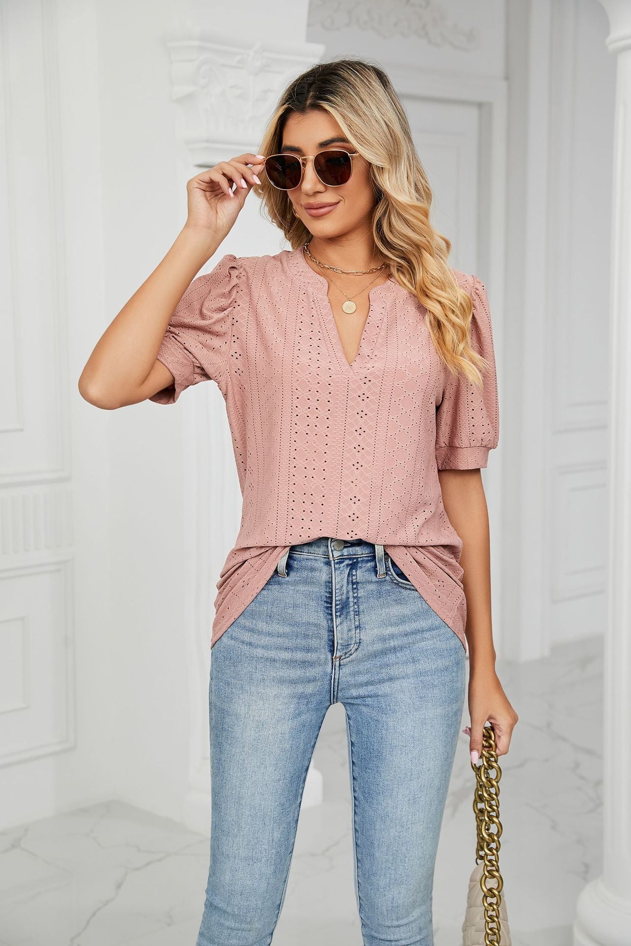 Summer Casual V Neck T Shirts for Women