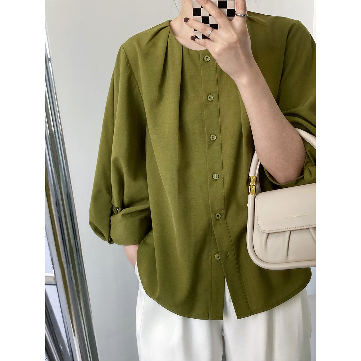 Designed Linen 3/4 Length Sleeves Shirts