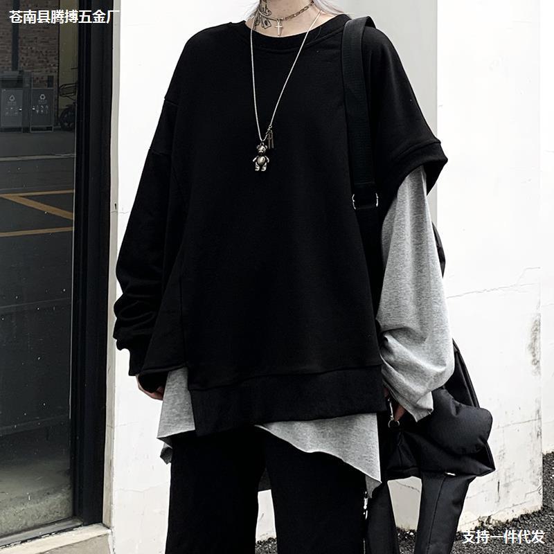 Leisure Loose Black&Gray Sweaters-STYLEGOING