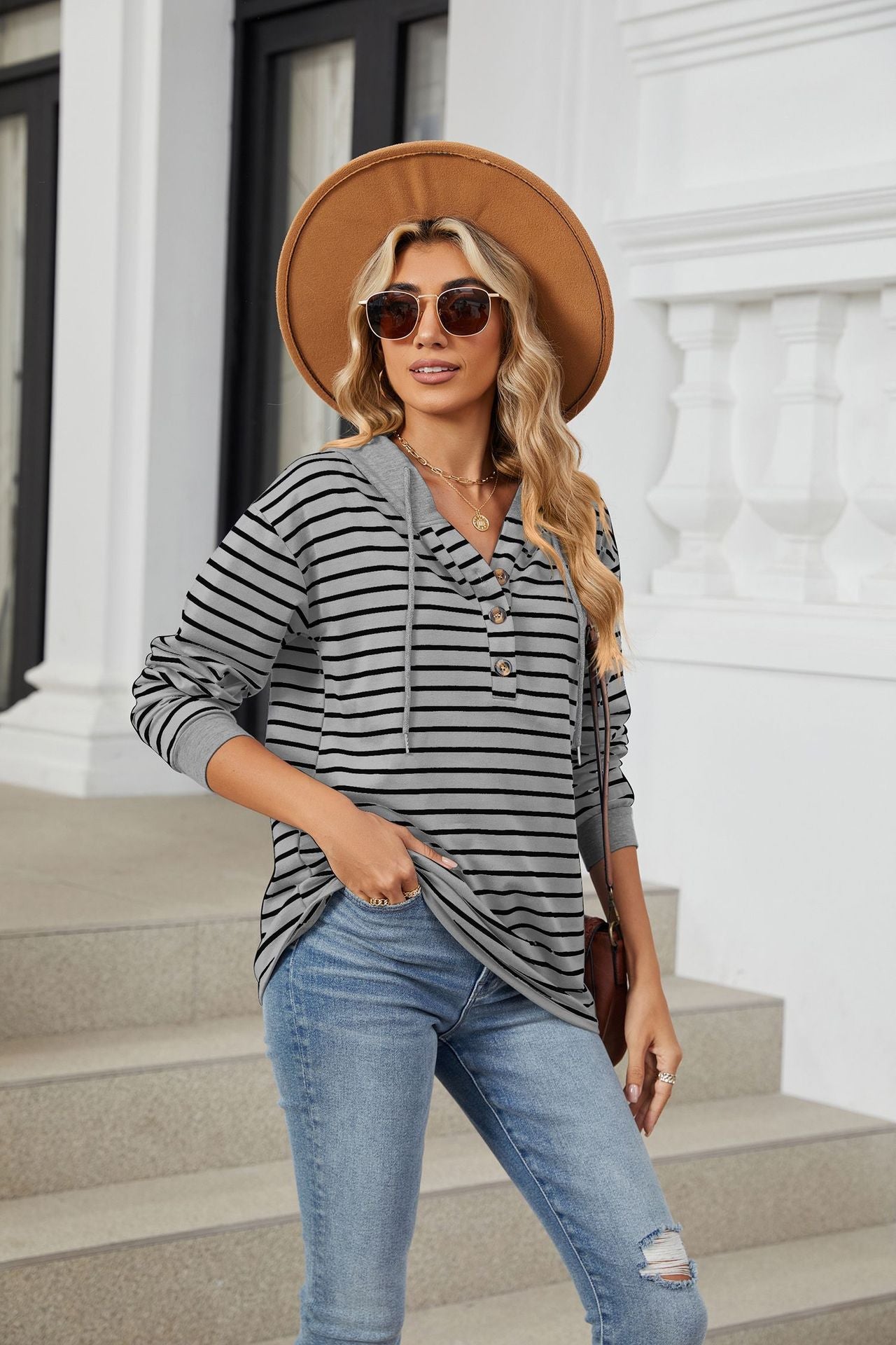 Casual Striped Long Sleeves Hoodies