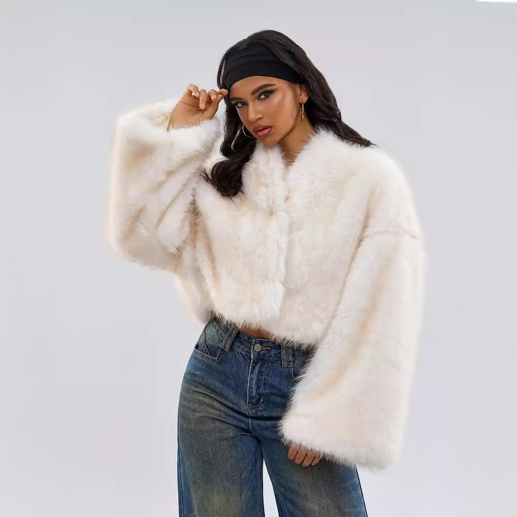 Retro Faux Mink Fur Short Coat Women’s – Reversible Plush Jacket