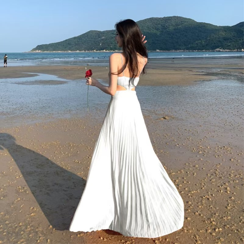 Luxury Dopamine Gown - Elegant Backless Maxi Dress with Designer Details