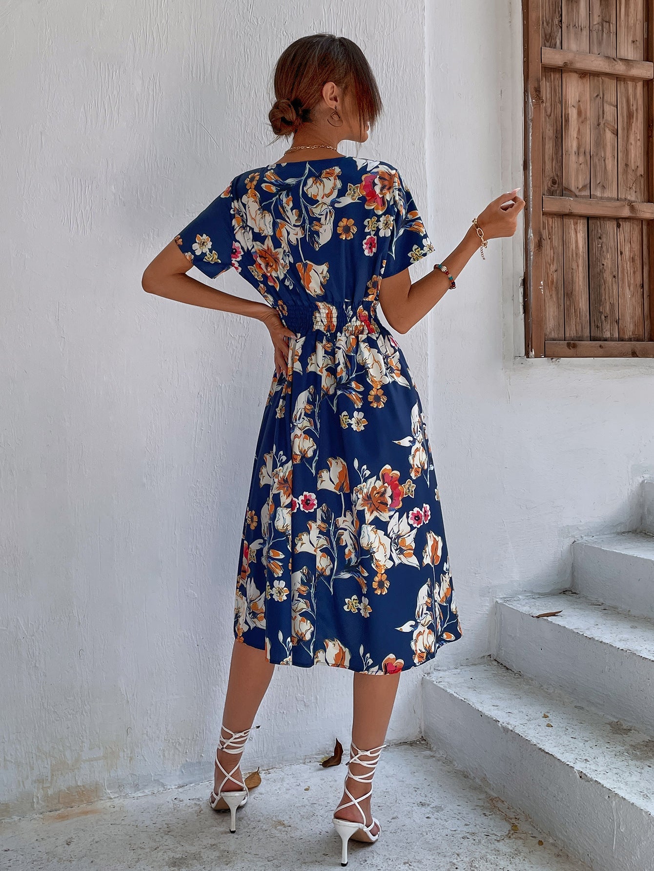 Women's Summer Floral Print Short Sleeve Dress
