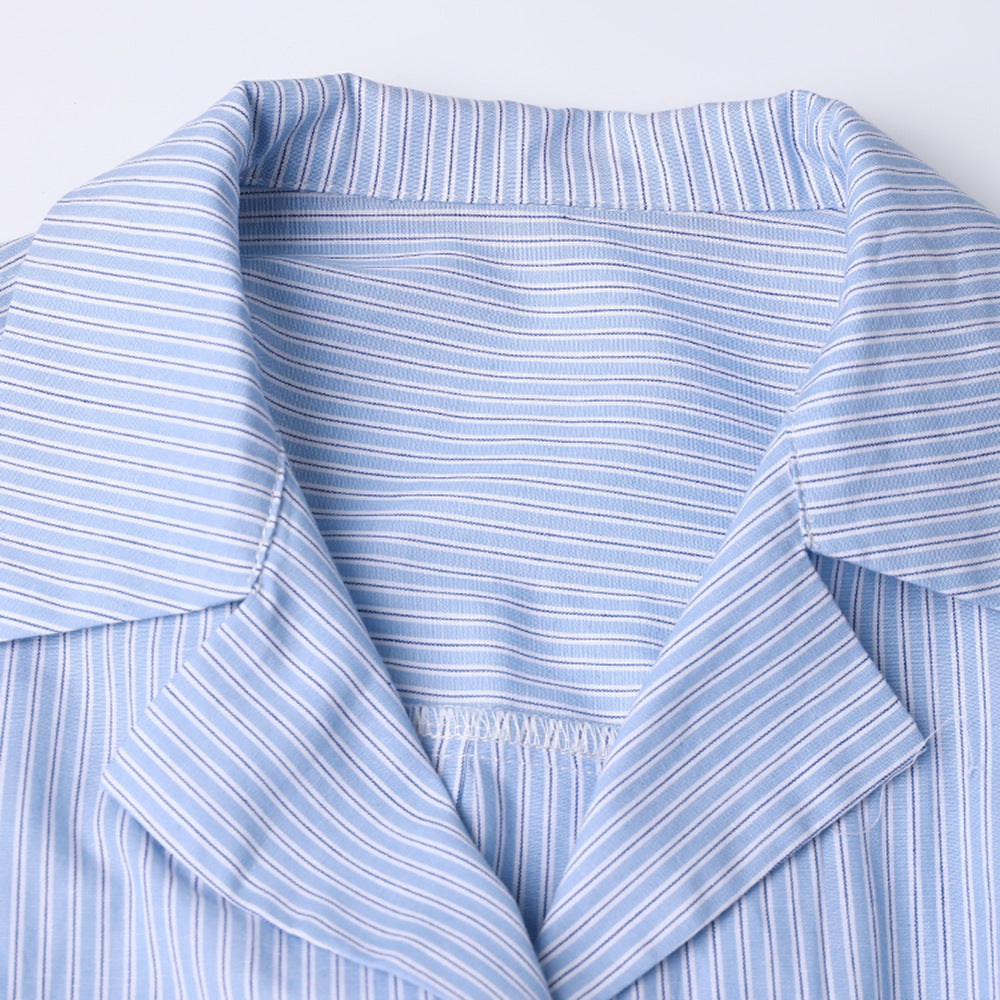 Designed Irregular Striped Long Sleeves Shirts for Women