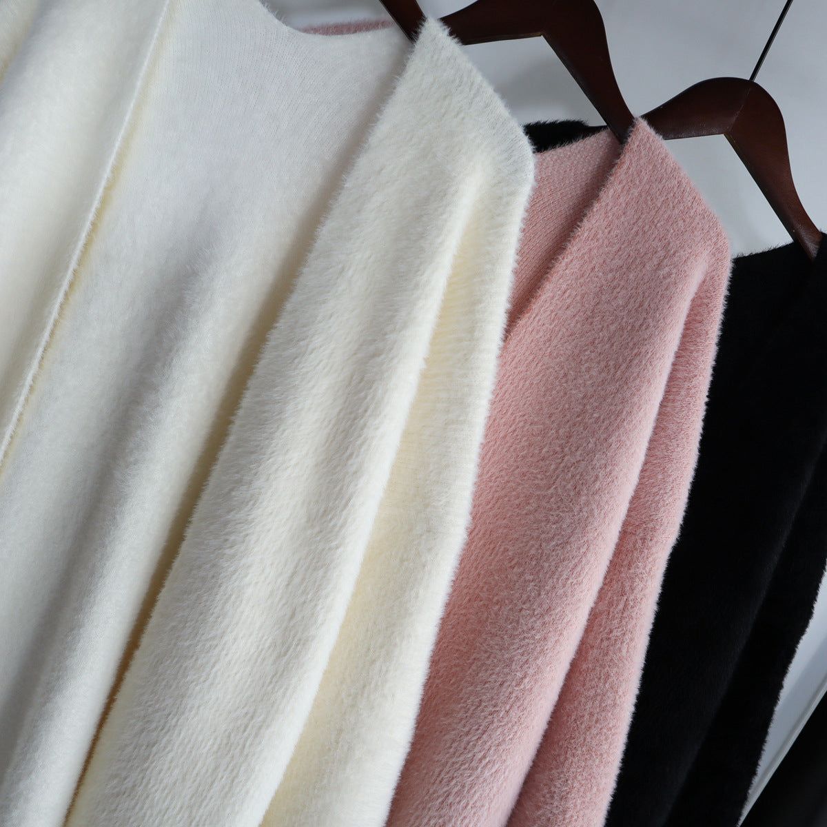 Women's Long Loose Faux Mink Fur Knit Cardigan