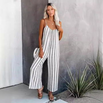 Summer Chic Striped Wide-Leg Jumpsuit