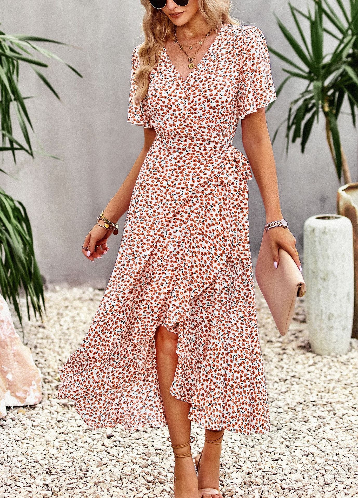 Classy A Line Short Sleeves Long Dresses