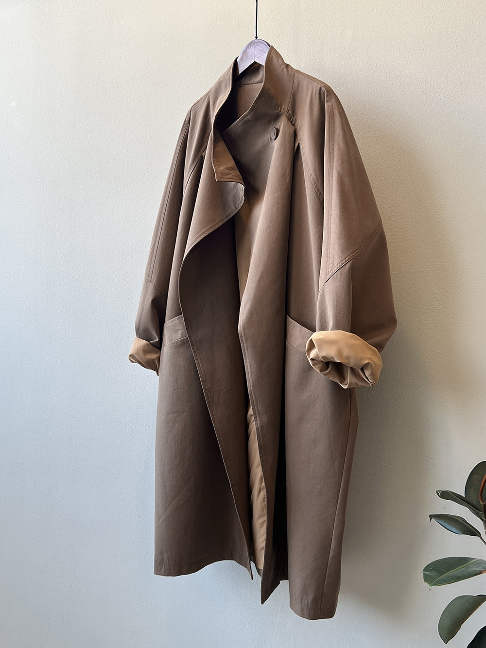 Retro Notch Lapel Single-Button Mid-Length Coat