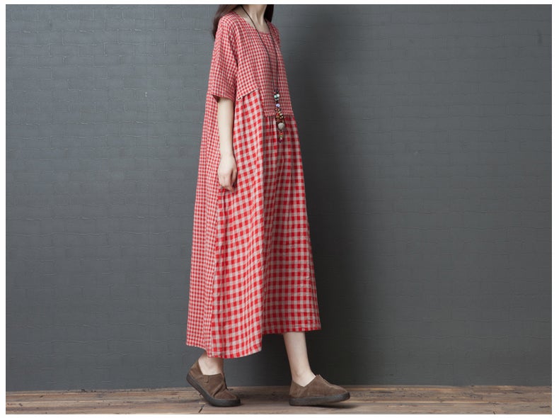 Vintage Plus Sizes Linen Long Dresses-Dresses-Free Shipping at meselling99