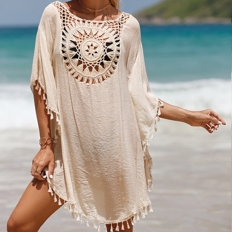 Summer Crochet Tassels Short Beach Cover Ups