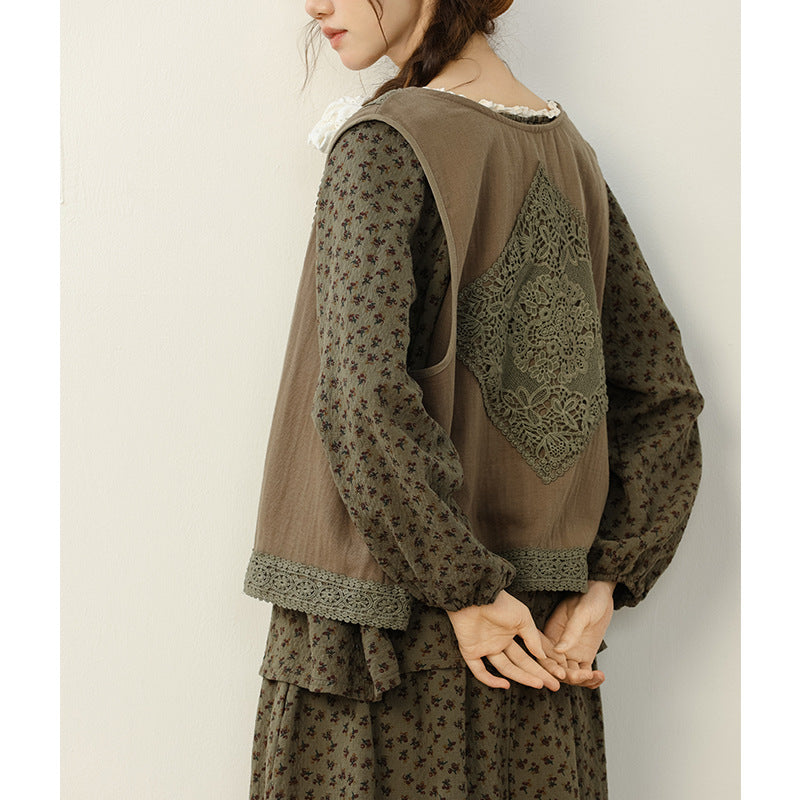 Vintage Embroidery Short Vest