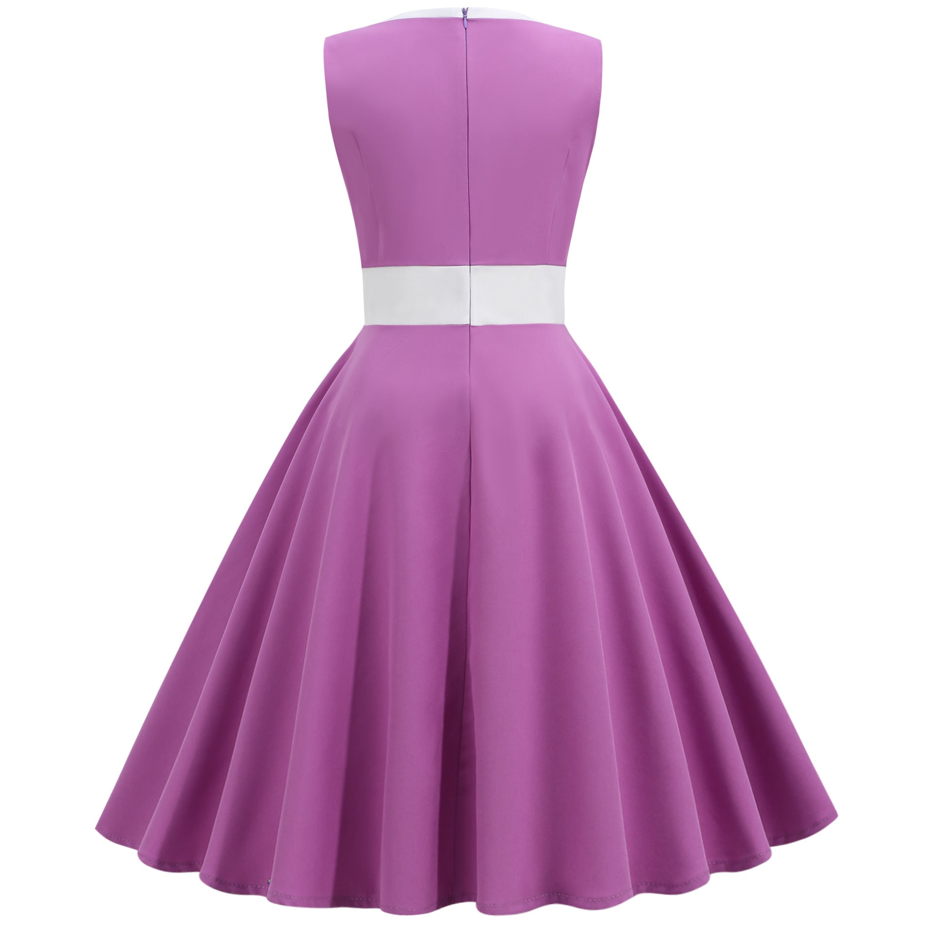 Elegant Sleeveless Dress: Retro A-Line Shift Dress with Round Neckline
