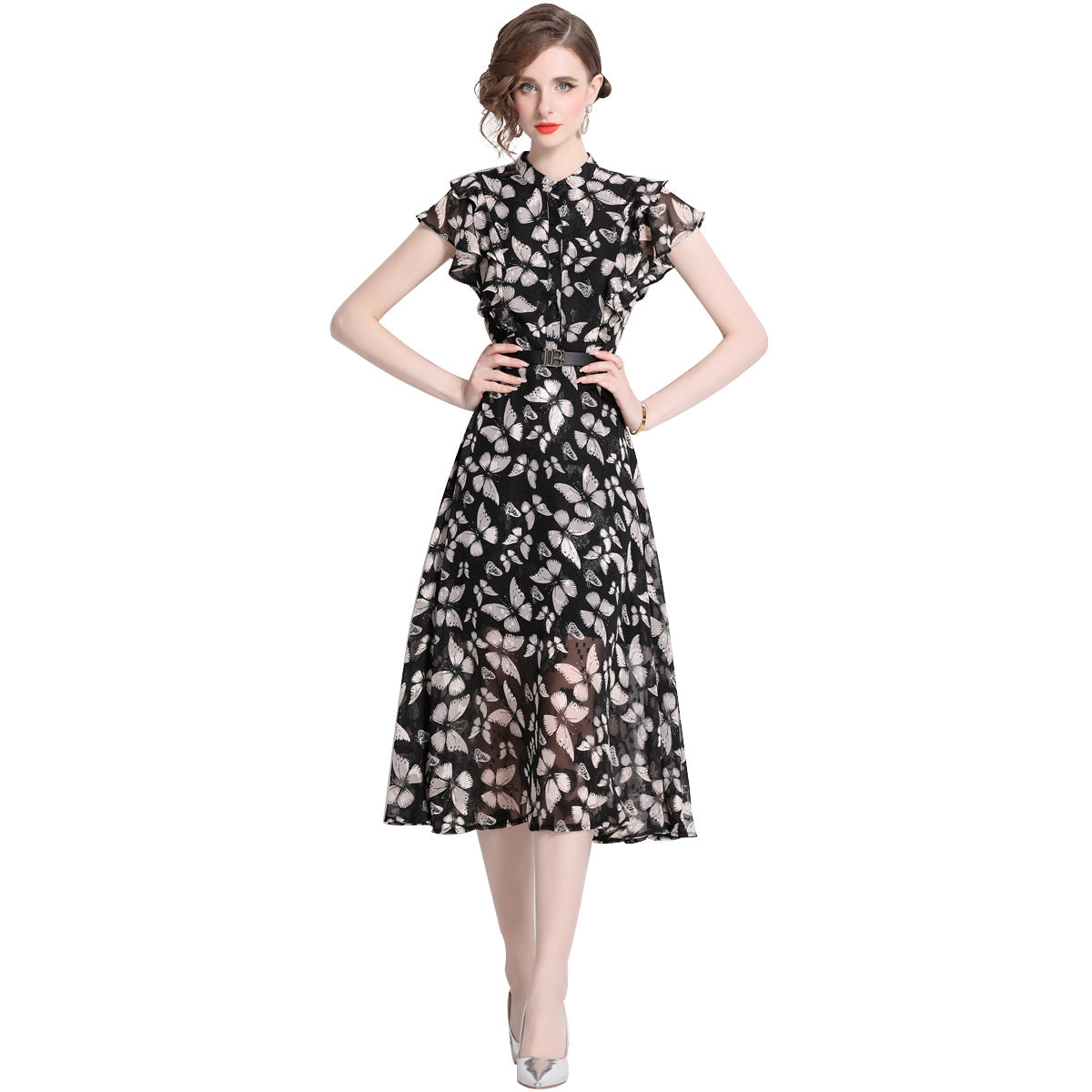 Fashion Luxury Ruffled Summer Midi Dresses