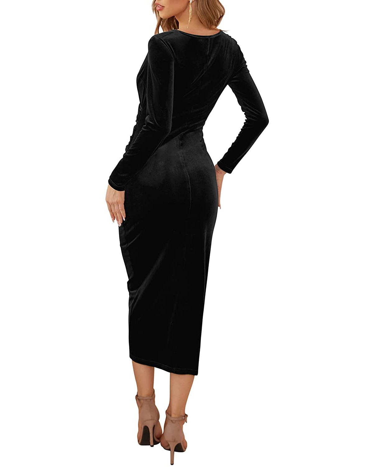 Vintage V Neck Irregular Long Sleeves Party Dresses-Dresses-Free Shipping at meselling99