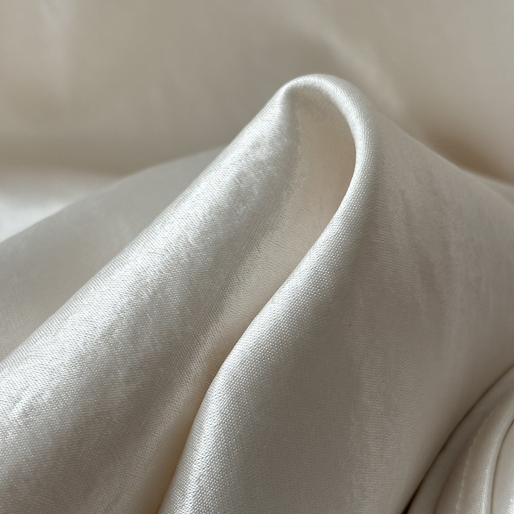 uxury Satin Midi Skirt – High Waist Bodycon Fishtail Skirt with Textured Detail-White-M-Free Shipping Leatheretro