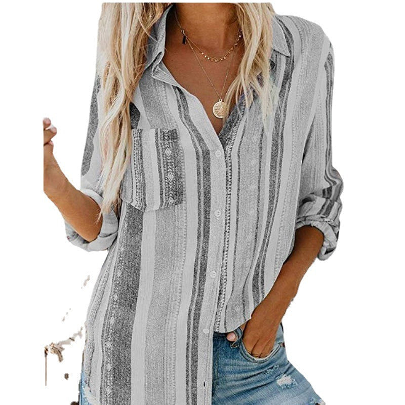 Women's Summer Casual Striped Shirt – Versatile & Stylish