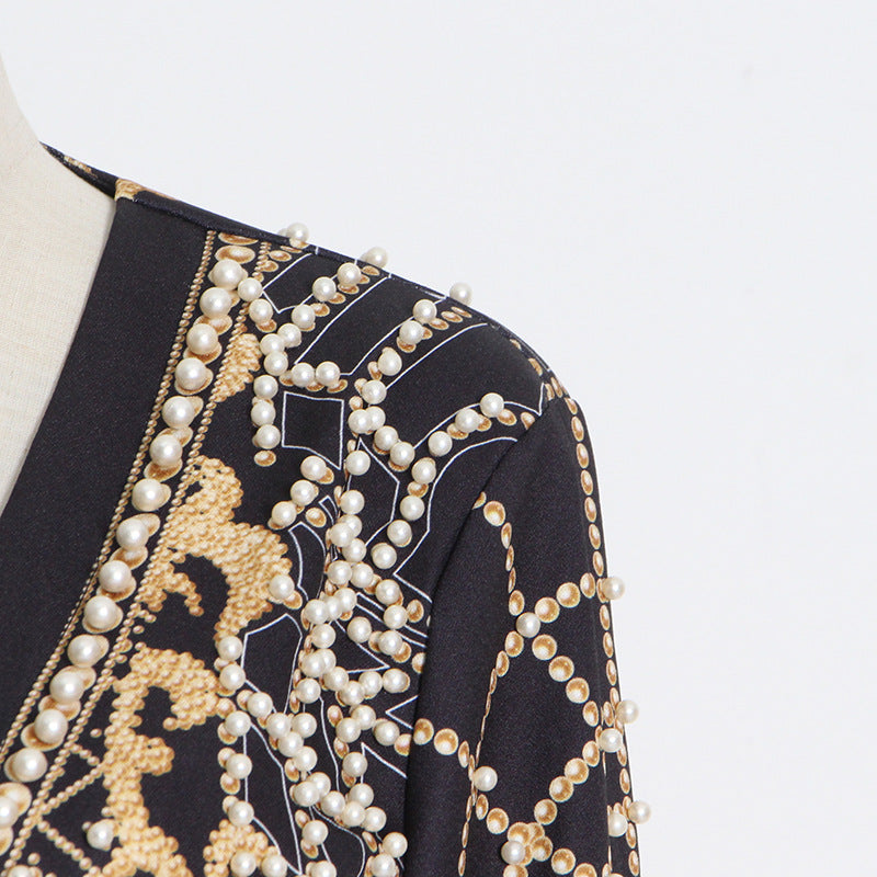Vintage High-End Beaded Print Blazer