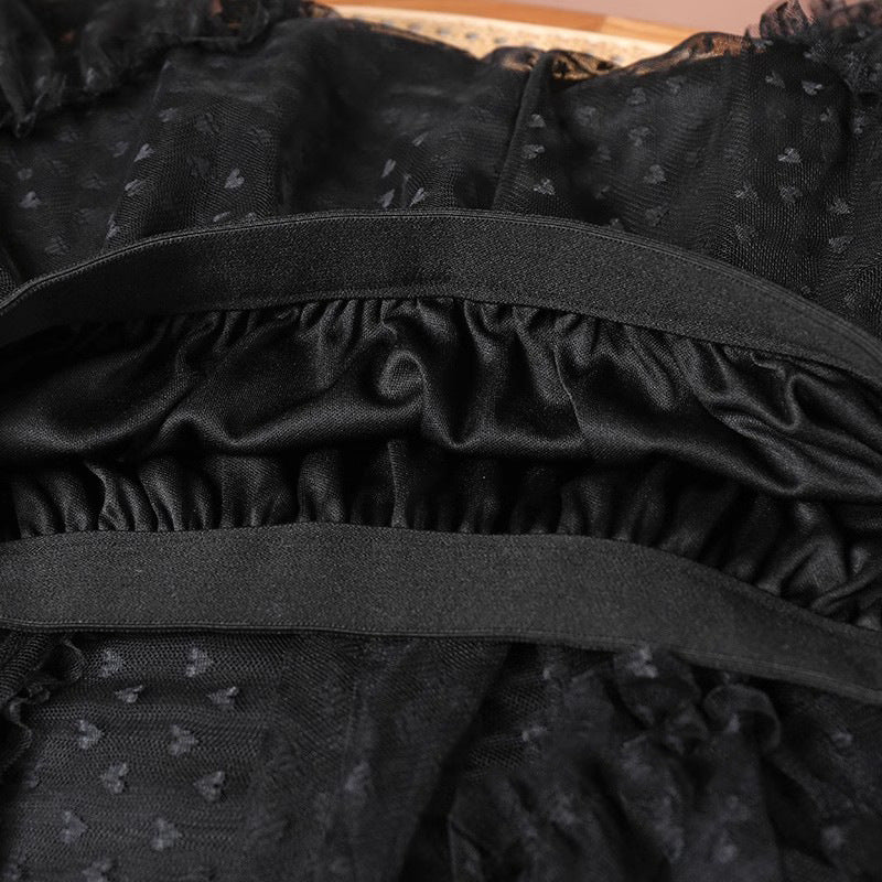 Plus-Size A-Line Tulle Skirt with Jacquard Heart Design