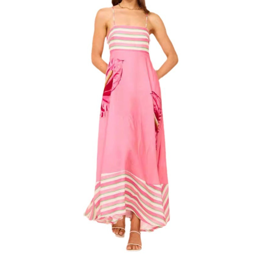 The Breezy Minimalist Floral High-Waist Swing Dress