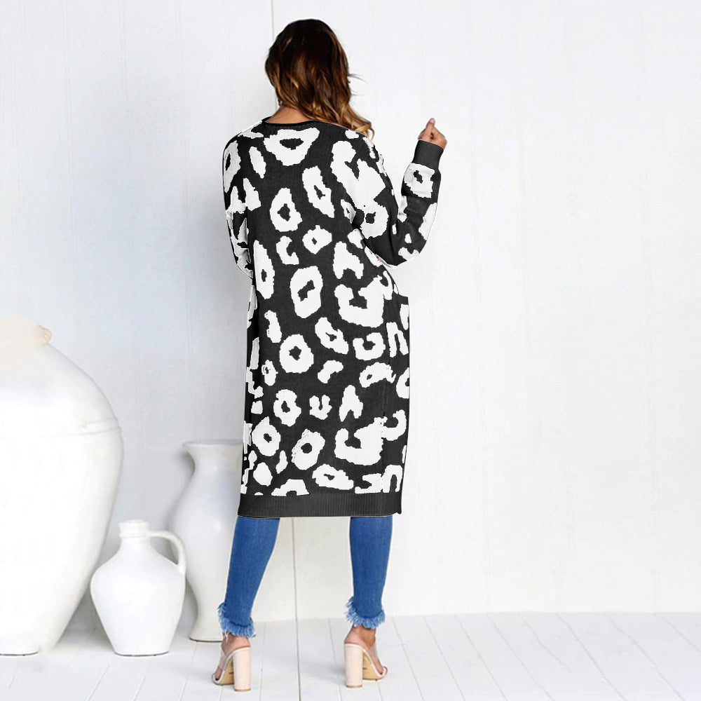 Women's Loose Fit Leopard Print Cardigan