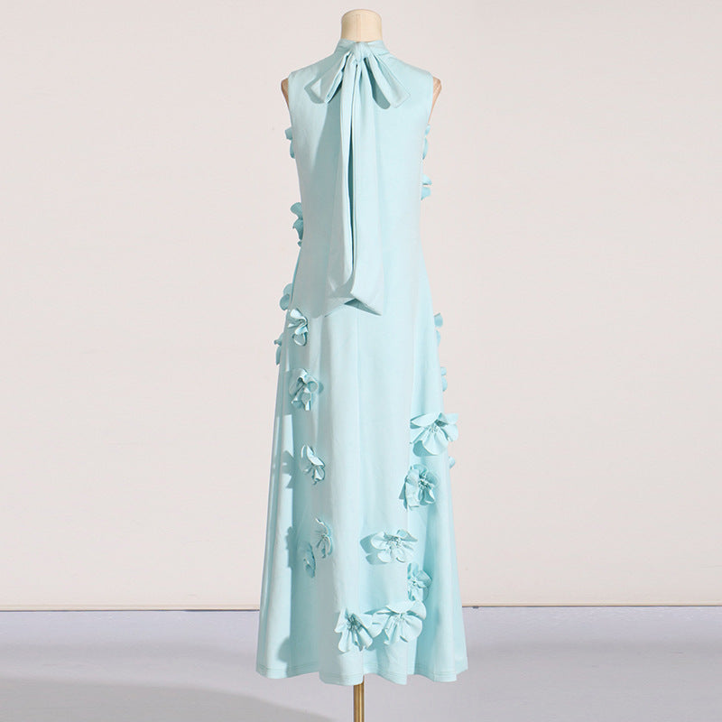 Elegant Stand Collar Sleeveless Maxi Dress