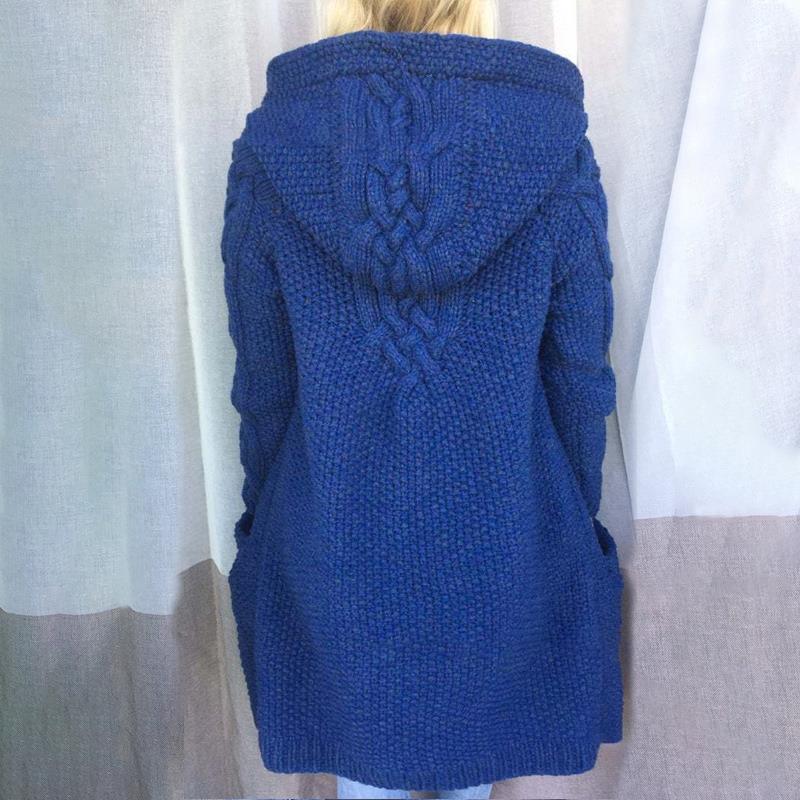 Women's Winter Hooded Single Button Slim Knit Sweater