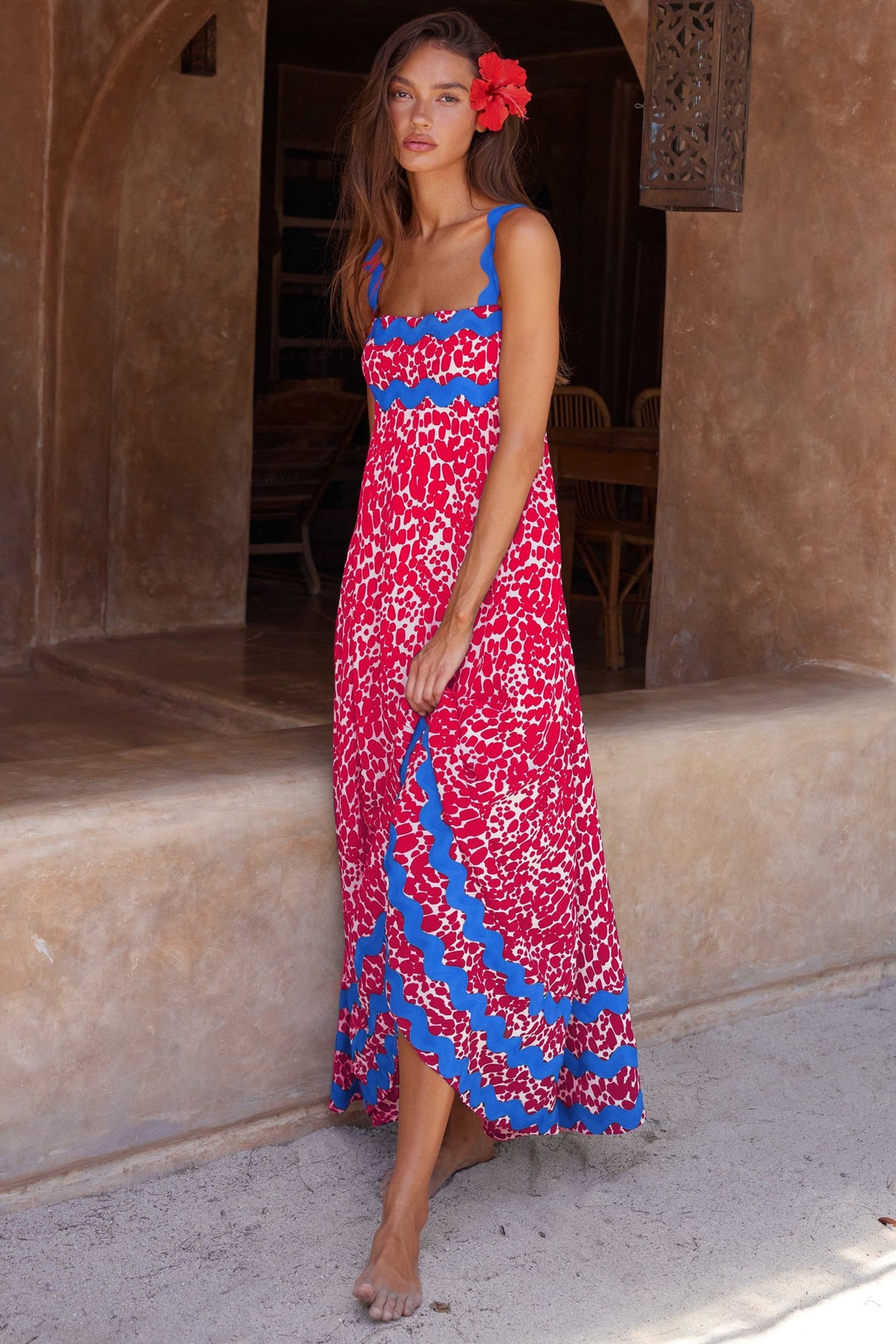 Women's Long Sleeveless Dress – Floral Print Maxi Dress