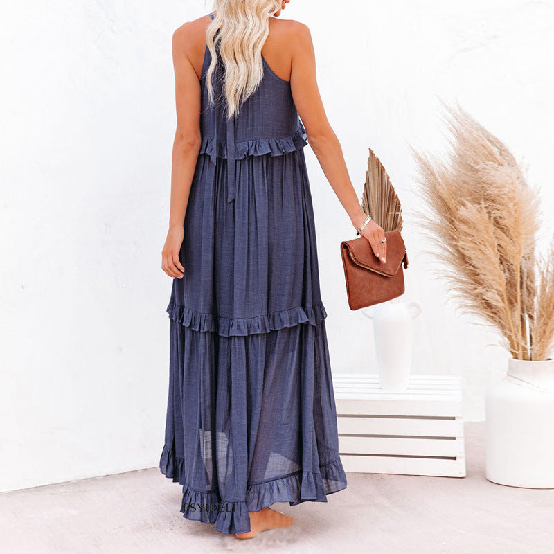 Casual Ruffled Summer Holiday Long Maxi Dresses