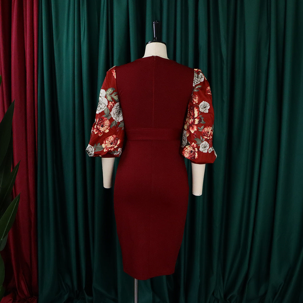 Classy Floral Print Plus Sizes Dresses for Women-Dresses-Free Shipping at meselling99