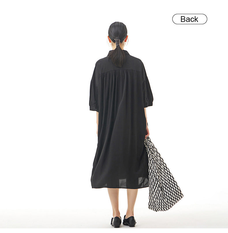 Casual Summer Puff Sleeves Women Shirt Dresses-Dresses-Free Shipping at meselling99