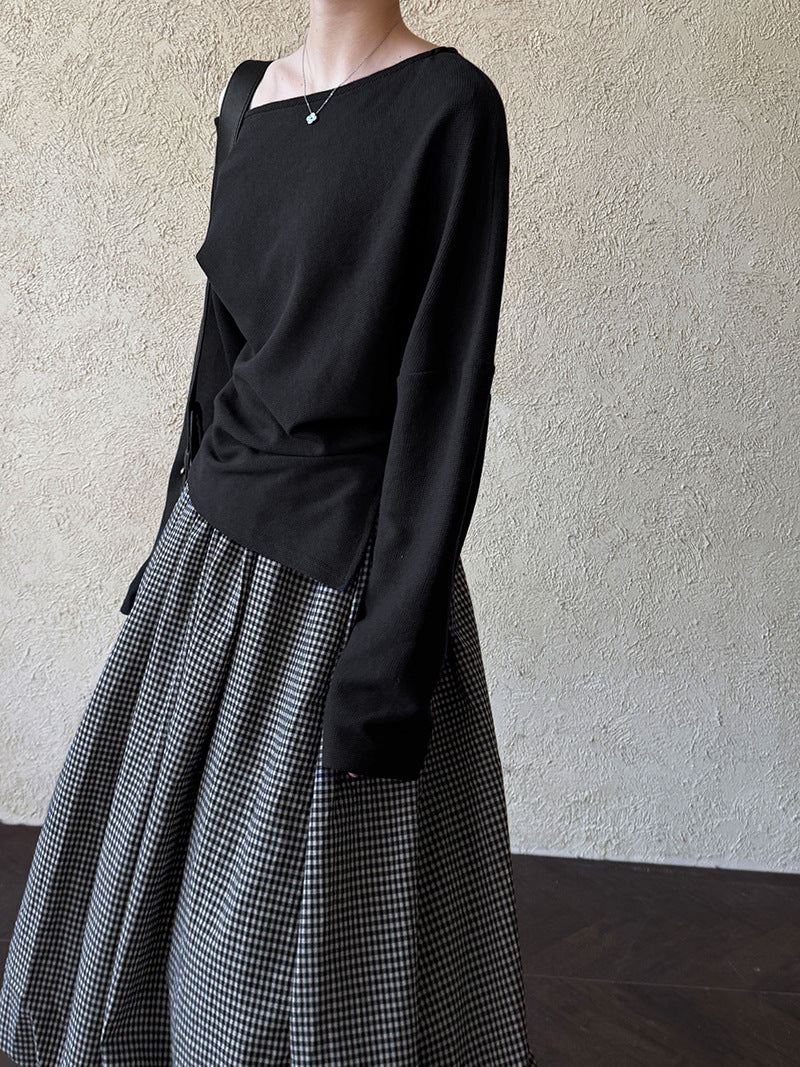 Designer Asymmetrical Shoulder Sweatshirt