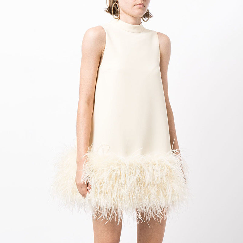 Ostrich Feather A-Line Dress