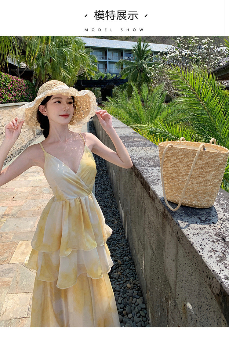 Women's Summer Beach Dress – Sleeveless Tiered Maxi Sundress for Vacation