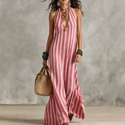Striped Sleeveless Maxi Dress