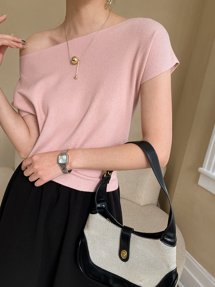 Women's Minimalist Short Sleeve Knit Top