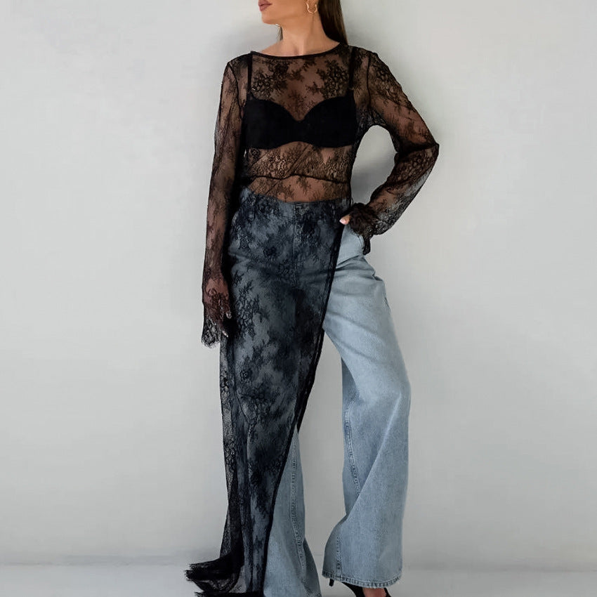 Sexy Black Sheer Lace Dress