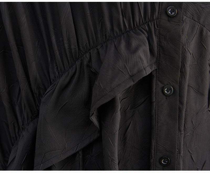 Summer Ruffled Plus Sizes Midi Shirts Dresses-Dresses-Free Shipping at meselling99