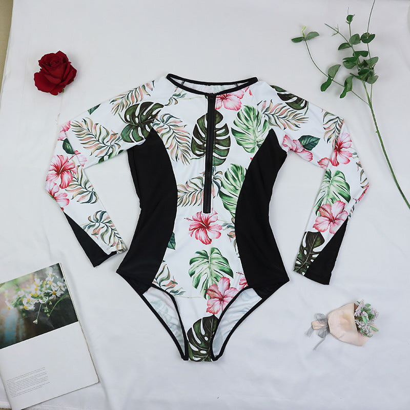 Sexy Zipper Long Sleeves Swimsuits for Women