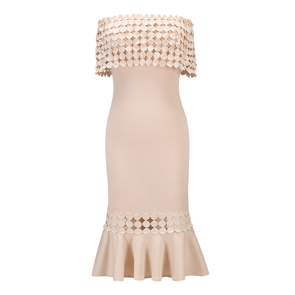 Sexy Off The Shoulder Bodycon Party Dresses-Dresses-Apricot-S-Free Shipping at meselling99