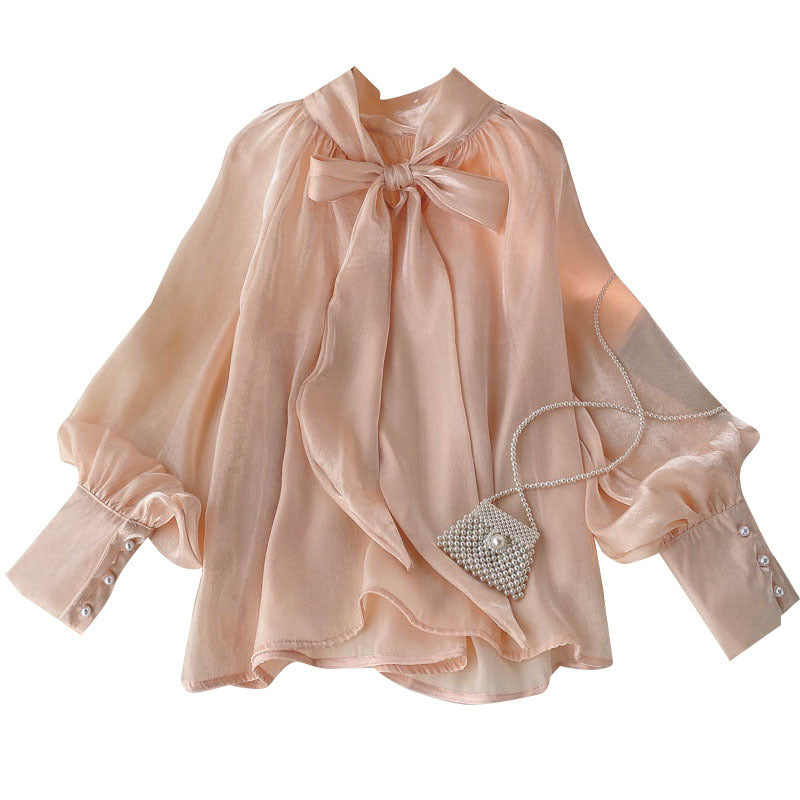 Designer Blouse with Puff Sleeves Women's Shirt, Elegant & Feminine, Soft & Chic